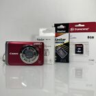 Canon PowerShot A3100 IS 12.1MP Digital Camera Red [Excellent] 8 GB Card Battery