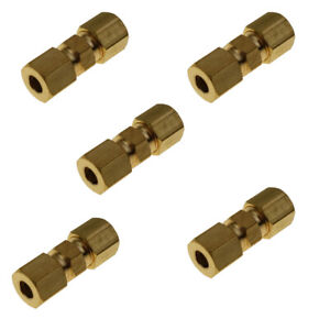 5 Pcs Brass Compression Fitting Union Connector 1/4