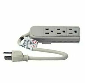 3 Prong 3 Outlet Power Strip 1ft Extension Cord Heavy Duty Multi Electric Plug