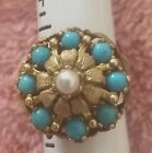 Vintage 14k Gold Persian Turquoise Dome Ring  10 Grm