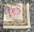 Unused Burberry Cotton Scarf Handkerchief Check Flower Pink 49x49cm