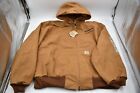 Carhart Men's Tan Hooded Work Jacket Size 2XL USA Made Volvo PLEASE READ