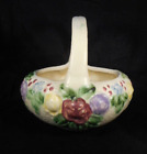 Antique Roseville Pottery Rozanne Ivory Floral Handled 8