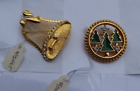 LOT Vintage Monet Christmas Tree Brooches Pins Jewelry Gold Tone Rhinestone NR