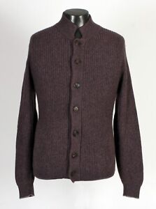 $3295 BRUNELLO CUCINELLI 100% Cashmere Chunky Cardigan Sweater - Purple 54 M / L