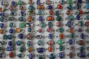 Wholesale Lots 40pcs Mixed Fashion Jewelry Charm Natural Stone Women Rings Gifts