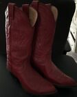 Nocona Red Leather Boots Cowboy Western Size Womens 6 1/2 Made In USA