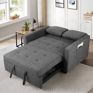 Sleeper Sofa 3-in-1 Convertible Pull Out Couch Bed Chaise Lounge with 2 Pillows~
