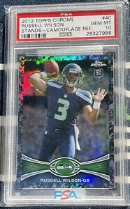 💎2012 Topps Chrome #40 Russell Wilson CAMO REFRACTOR Rookie Card PSA 10 #/499💎