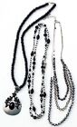 Lot of 3 - 1 Black Onyx bead w Pendant and 2 Crystal necklaces - 1 Avon signed