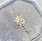 Certified 1.50ct Cushion Moissanite Solitaire Engagement Ring 14K Yellow Gold