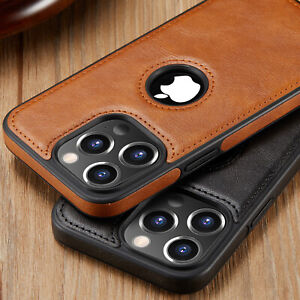 For iPhone 15 14 13 12 Pro Max Case Slim Leather Luxury Thin Shockproof Casus 11