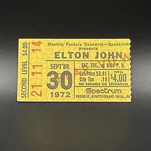 ELTON JOHN @ THE SPECTRUM 🎹 SEP 30 1972 TICKET STUB