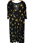 Torrid Dress Size 2X Black Multi Floral Flare Two Slits Women Spring Dress