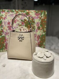 Tory Burch Small McGraw Bucket Handbag Off-White Two pockets Cross Body or Pouch