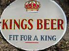 1938 Kings Beer Double-Sided Porcelain Flange Brewery Sign Brooklyn New York
