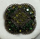 vintage green rhinestone brooch pin