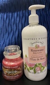 Crabtree & Evelyn Rosewater Body Lotion 16.9 + Yankee Candle Berry Crumble Rare
