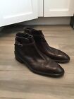 GIANNI VERSACE ITALY MENS LOGO BROWN LEATHER ANKLE DRESS BOOTS SHOES sz 11