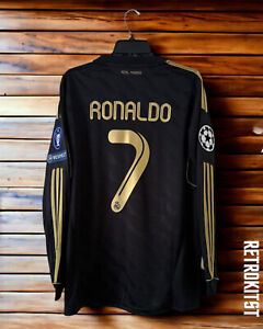 Ronaldo #7 Real Madrid 2011/2012 Long Sleeve Away Black UCL Retro Jersey M
