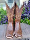 JLS BOOTS Mens Cowboy Boots Brown Genuine Full Quill Ostrich Leather Size  11 EE