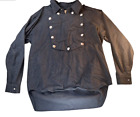 Scully Western Bib Shirt Men XL Black Cotton Denim Cowboy Frontier Metal Buttons