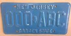Rare New Jersey vintage PROTOTYPE license plate Error sample NJ 000 ABC