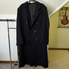 Vintage Wool Cashmere Overcoat Coat Size 54 Navy Double Breasted Petway Reavis