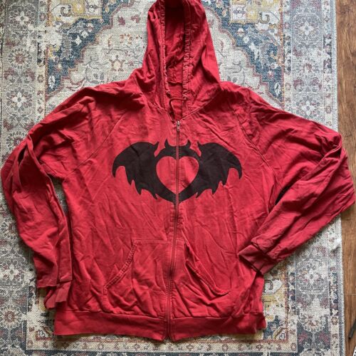 Clandestine Industries Hoodie Red Bat Zip Up Hoodie Size XL