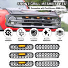 Front Grille Inserts Mesh Trim Cover With Amber Light For 2021-2024 BRONCO (For: 2021 Bronco Badlands)