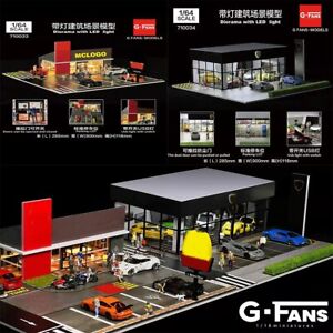 1:64 Diorama Car Garage Model LED Lighting City Building Scene Display Model Toy