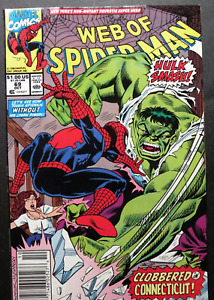 Web of Spider-Man #69 VF Newsstand the Hulk 1990