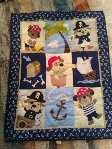 Crib Bedding Set 7-Piece Nautical Puppy Pirates Baby Boy Nursery Quilt