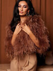 Ostrich Fur Fluffy Jacket Fuzzy Feather Furry Plush Coat Casual Nightclub Party