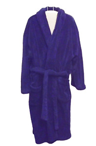 Nautica Mens Navy Blue Soft Plush Belted Bath Robe Plush Pockets One Size