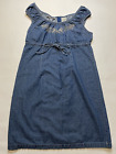 Faded Glory Vintage Y2K Denim Overall Dress  Bias Cut  Embroidered Sz XL