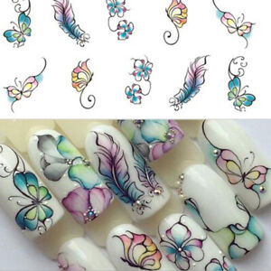 Nail Art Water Transfer Stickers Flower Butterfly Decals Tips Decoration Fashion