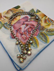 Vintage Pink Blue AB Rhinestone Necklace Early Juliana? Estate Jewelry 40s-50s