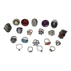 Lot Of 20 Adjustable Size Cocktail Fashion Rings