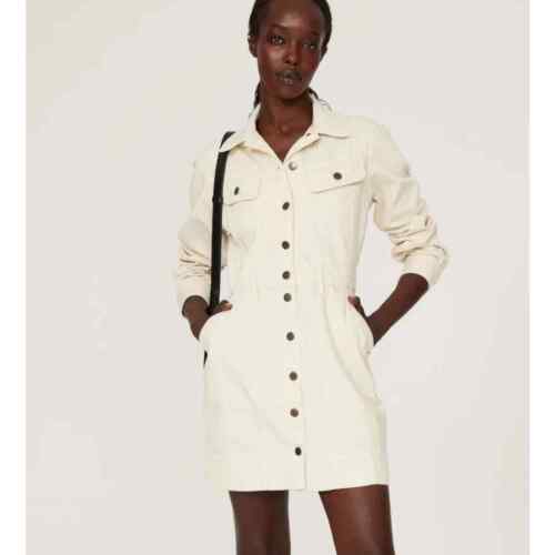 Lauren Ralph Lauren 6 Denim Katelin Dress White Cotton Button Up Pockets