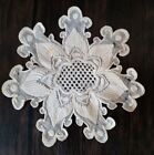 Antique Lace Doily Embroidery Ivory Floral Flower Shaped 7.5