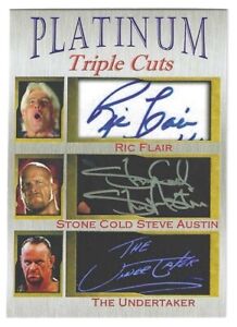Ric Flair Steve Austin Undertaker Platinum Cuts Facsimile Autograph Card