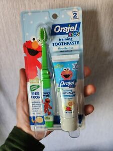 Orajel Kids Elmo Training Toothpaste Fluoride-Free; WITH TOOTHBRUSH