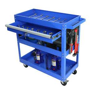 3 Tier Rolling Tool Cart Lockable Tool Box 330 LBS Capacity Heavy Utility Drawer