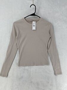 John Galt Shirt Women's One Size Beige Long Sleeve Crew Neck Brandy Melville $23