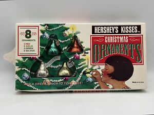 Vintage HERSHEY’S KISSES Set of 8 Christmas Ornaments 1991 USA NOS New