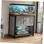 40-50 Gallon Fish Tank Stand with Cabinet, Metal Aquarium Stand Light Ivory