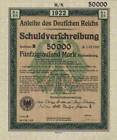 GERMANY Reich 1922 Berlin Eagle 50,000 M German Treasury Bond Complete Coupons