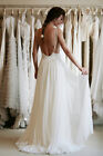 Boho Spaghetti Lace Chiffon Beach Wedding Dress Open Back Bridal Gowns Custom 2+