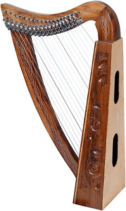 22 Strings Harp Irish Celtic Highland Solid Rosewood Natural Finishing Lever Ext